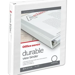 Office Depot® Brand Durable View 3-Ring Binder, 1" Round Rings, White