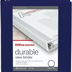 Office DepotĀ® Brand Durable View 3-Ring Binder, 1 1/2" Round Rings, Blue