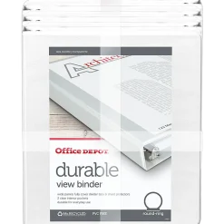 Office Depot® Brand Durable View 3-Ring Binder, 3" Round Rings, Black