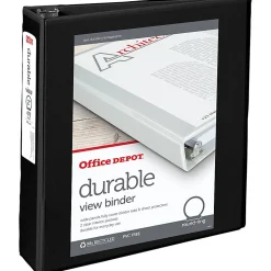 Office Depot® Brand Durable View 3-Ring Binder, 2" Round Rings, Black