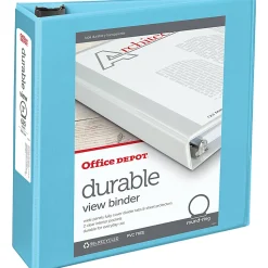 Office DepotĀ® Brand Durable View 3-Ring Binder, 3" Round Rings, Jeweler Blue