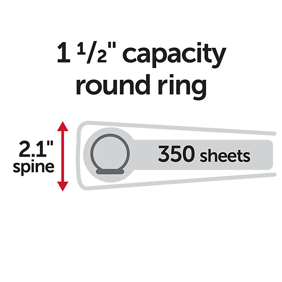 Office Depot® Brand Durable View 3-Ring Binder, 1 1/2" Round Rings, Red