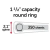 Office Depot® Brand Durable View 3-Ring Binder, 1 1/2" Round Rings, White, OD02961