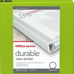 Office Depot® Brand Durable View 3-Ring Binder, 2" Round Rings, Green