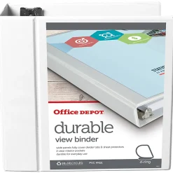 Office Depot® Brand Durable View 3-Ring Binder, 5" Slant Rings, White