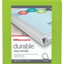 Office Depot® Brand Durable View 3-Ring Binder, 1" D-Rings, Green