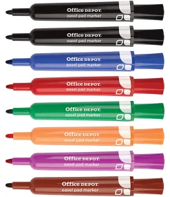 Office Depot® Brand Easel Pad Flip Chart Markers, 100% Recycled Plastic Barrel, Assorted Colors, Pack Of 8