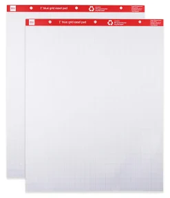 Office Depot® Brand Easel Pads, 27" x 34", 1" Blue Grid, 50 Sheets, 30% Recycled, Pack Of 2