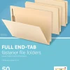 Office Depot® Brand End Tab Fastener Folders, 2 Bonded Fasteners, Straight-Cut Tabs, Letter Size, Manila, Box Of 50