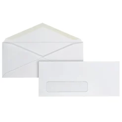 Office Depot® Brand Envelopes, Left Window, 3-7/8" x 8-7/8", Gummed Seal, White, Box Of 500