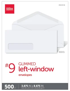 Office Depot® Brand Envelopes, Left Window, 3-7/8