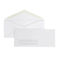 Office Depot® Brand #10 Envelopes, Left Window, 30% Recycled, Gummed Seal, White, Box Of 250