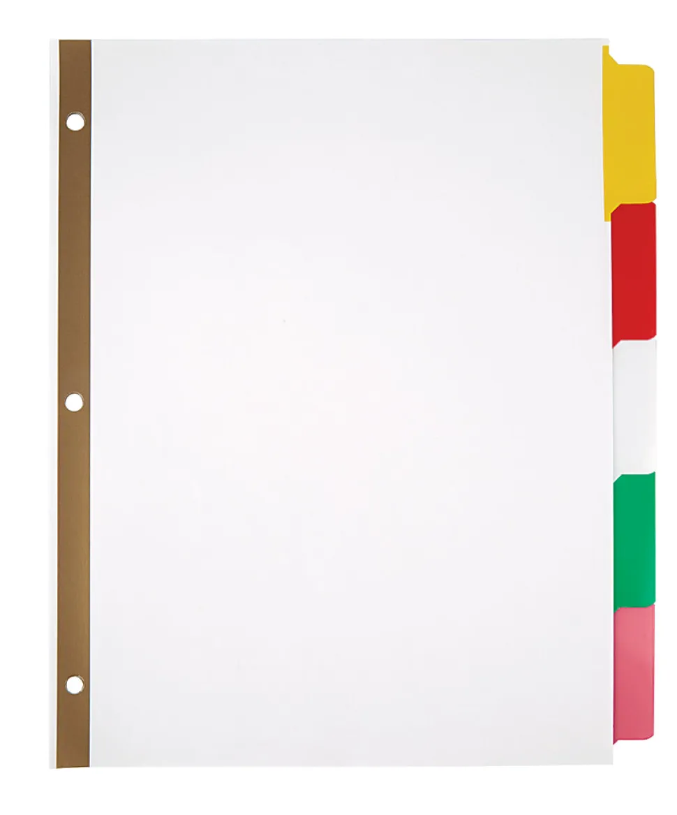 Office Depot® Brand Erasable Big Tab Dividers, 5-Tab, Multicolor, Pack Of 2 Sets