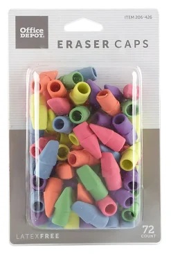 Office Depot® Brand Eraser Caps, Assorted Colors, Pack Of 72