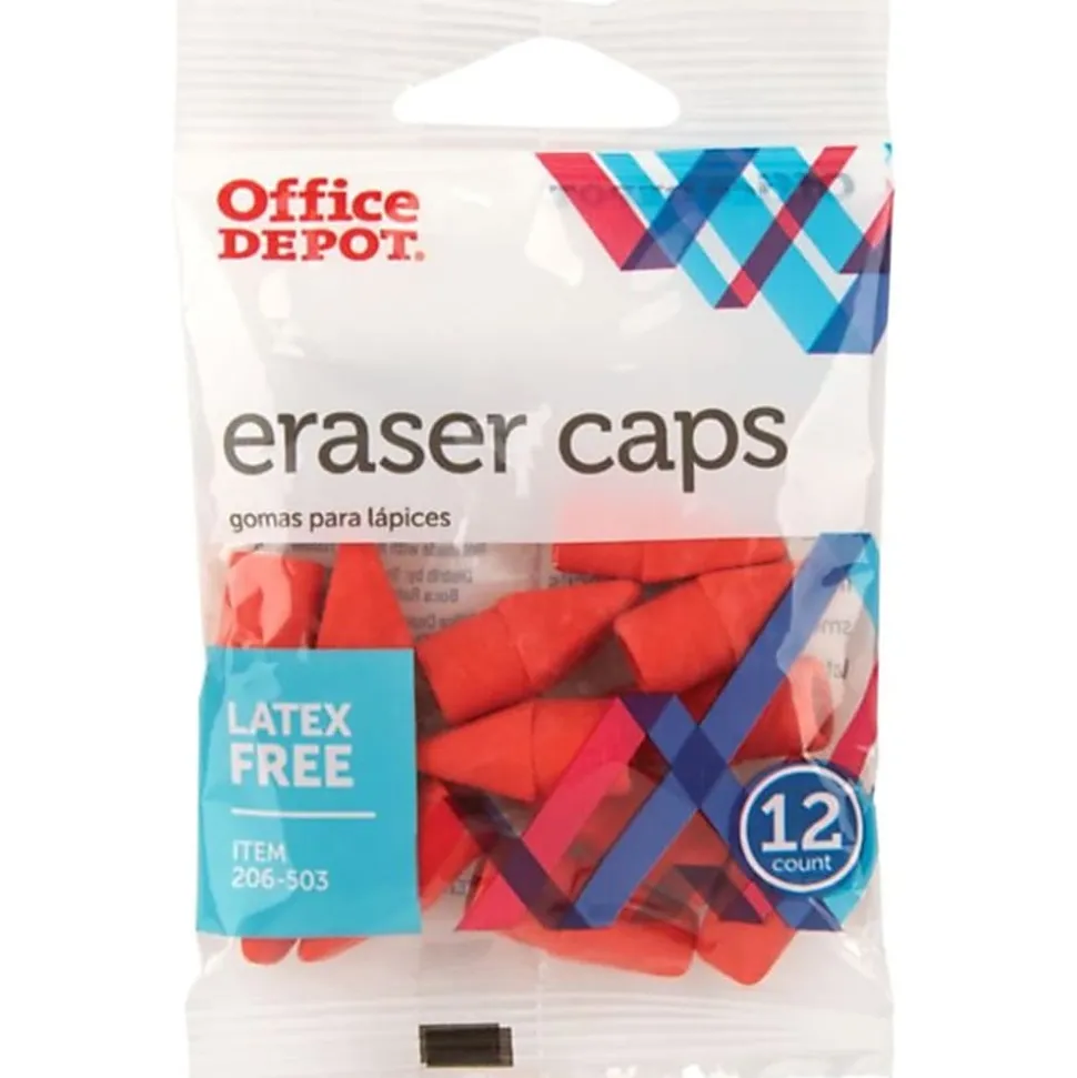 Office Depot® Brand Eraser Caps, Red, Pack Of 12 Eraser Caps