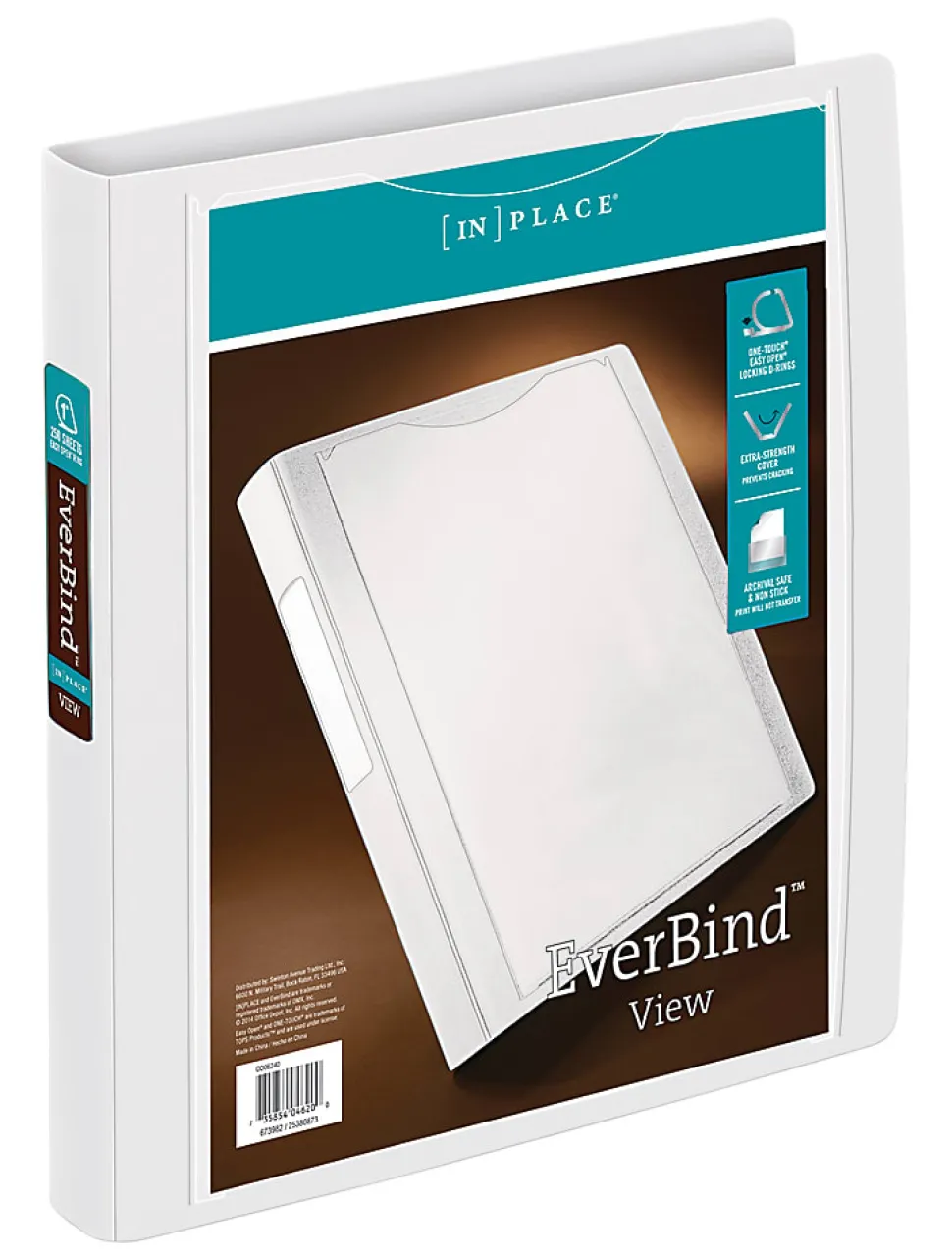 Office Depot® Brand EverBind™ View 3-Ring Binder, 1" D-Rings, White