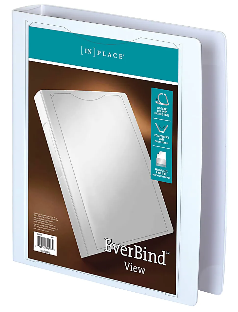 Office Depot® Brand EverBind™ View 3-Ring Binder, 1 1/2" D-Rings, White