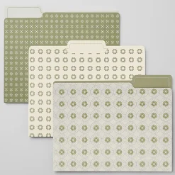 Office DepotĀ® Brand Fashion File Folders, 1/3 Cut, Letter Size, Green/Beige Petal Dot, Total Qty 6