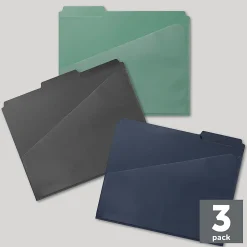 Office Depot® Brand Fashion File Folders With Slash Pocket, 1/3 Cut, Letter Size, Urban Utility, Pack Of 3 Folders