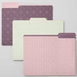 Office DepotĀ® Brand Fashion File Folders, 1/3 Cut, Letter Size, Pink/Green Modern Lattice, Total Qty 6