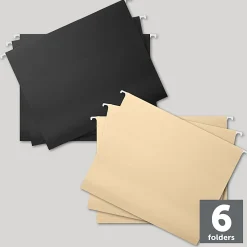 Office Depot® Brand Fashion Hanging File Folders, Letter Size, Black/Beige, Total Qty 6