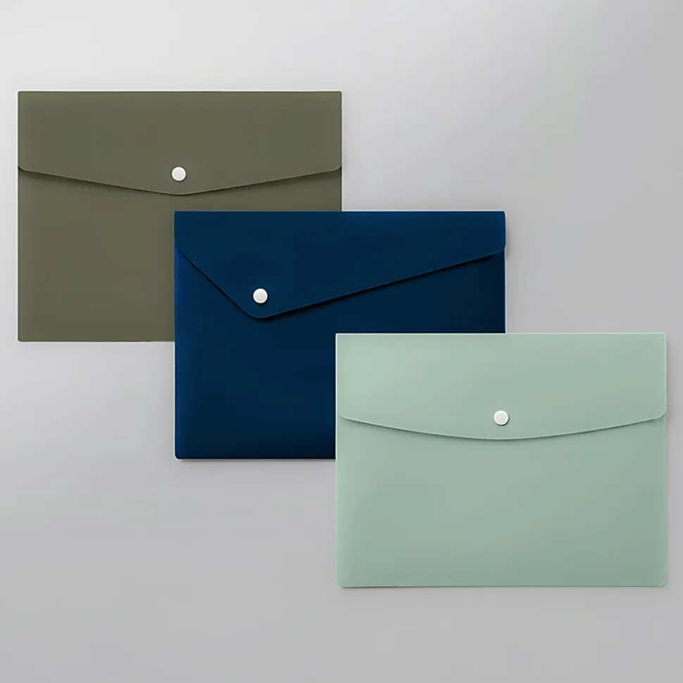 Office Depot® Brand Fashion Poly Snap Envelopes, Letter Size, Calm Current, Pack Of 3 Envelopes