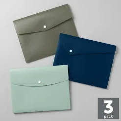 Office Depot® Brand Fashion Poly Snap Envelopes, Letter Size, Calm Current, Pack Of 3 Envelopes