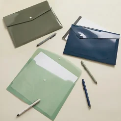 Office Depot® Brand Fashion Poly Snap Envelopes, Letter Size, Calm Current, Pack Of 3 Envelopes