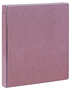 Office Depot® Brand Fashion 3-Ring Binder, 1" Round Rings, Light Pink Glitter