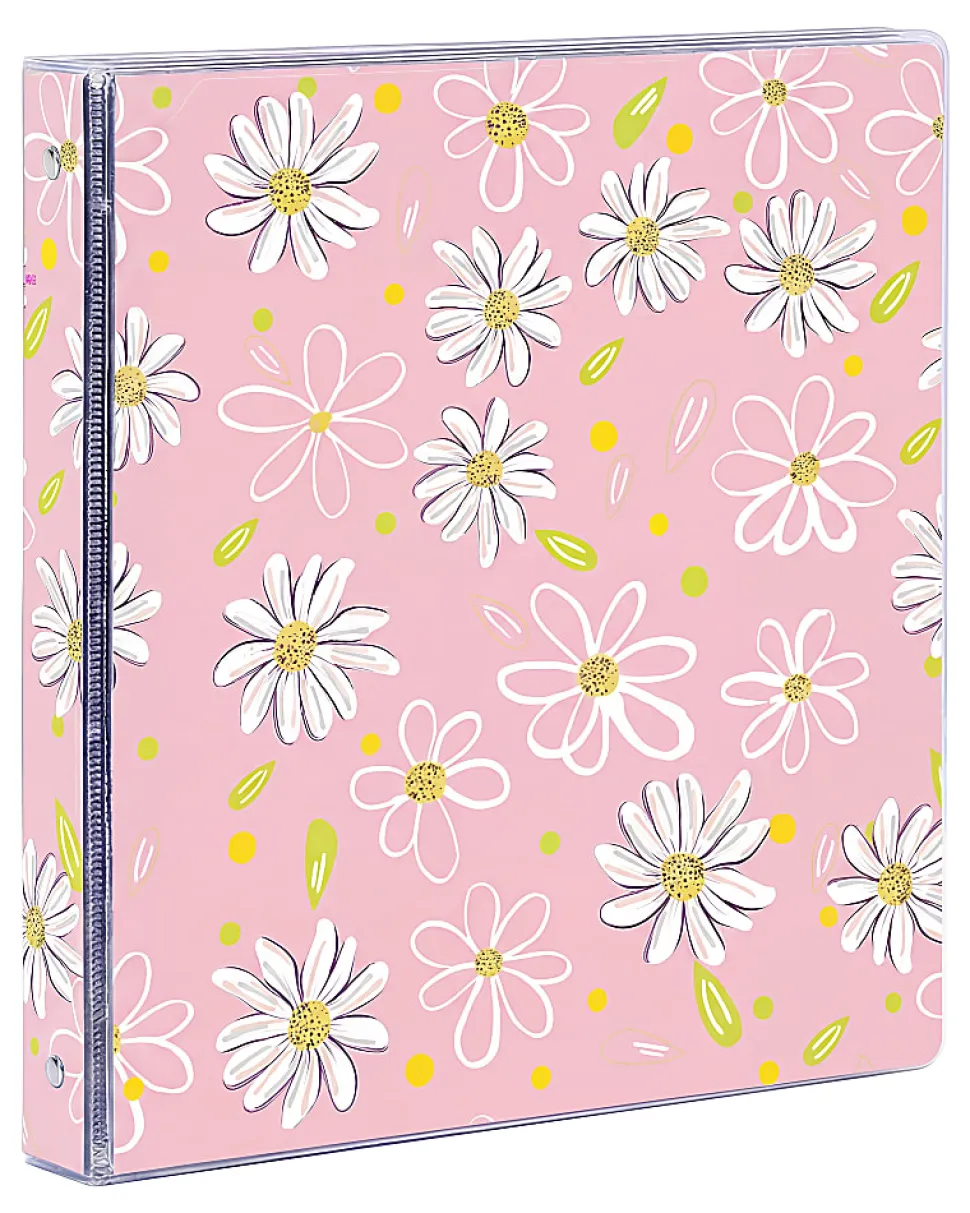 Office Depot® Brand Fashion 3-Ring Binder, 1" Round Rings, Pink Flower