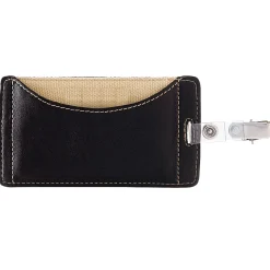 Office DepotĀ® Brand Faux Leather ID Badge Holder, Vertical, Black/Tan