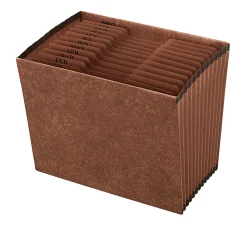 Office Depot® Brand Faux Leather Expanding File, Jan-Dec, 12 Pockets, Letter Size (8-1/2" x 11"), 1" Expansion, Brown