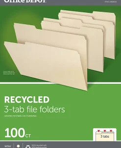 Office Depot® Brand File Folders, Letter Size, 100% Recycled, Manila, Pack Of 100