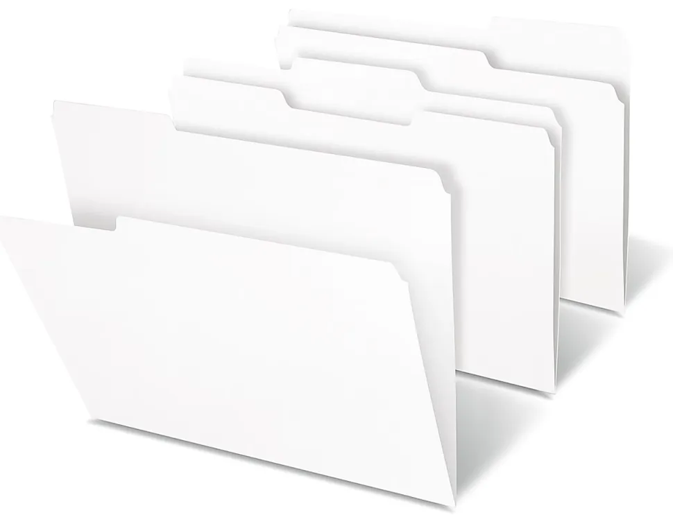 Office Depot® Brand File Folders, 1/3 Cut, Letter Size, White, Box Of 100 Folders