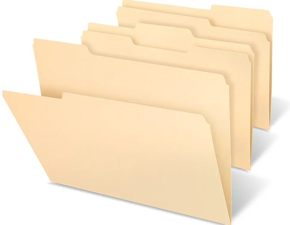 Office Depot® Brand File Folders, 1/3 Cut, Legal Size, 30% Recycled, Manila, Pack Of 100