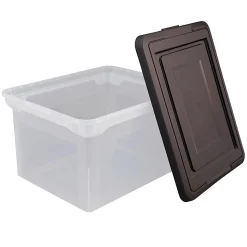 Office Depot® Brand File Tote, Letter/Legal Size, 18"L x 14 1/4"W x 10 7/8"H, Clear/Black