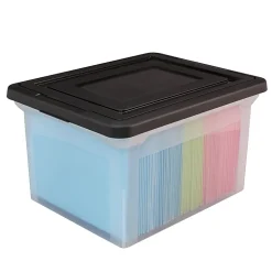Office Depot® Brand File Tote, Letter/Legal Size, 18"L x 14 1/4"W x 10 7/8"H, Clear/Black