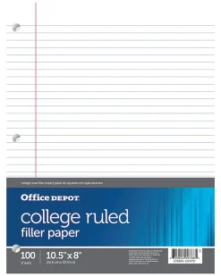 Office Depot® Brand Filler Paper, College Ruled, 92 Brightness, 16 Lb, Pack Of 100 Sheets