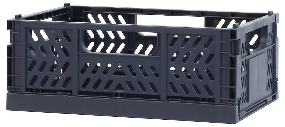 Office Depot® Brand Folding Stacking Storage Crate, 3-5/16”H x 8-5/16”W x 5-3/4”D, Blue