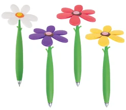 Office Depot® Brand Fun Ballpoint Pen With Topper, Flower, Fine Point, 0.7 mm, Green Barrel, Black Ink