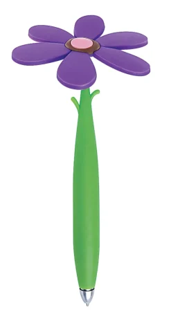 Office Depot® Brand Fun Ballpoint Pen With Topper, Flower, Fine Point, 0.7 mm, Green Barrel, Black Ink
