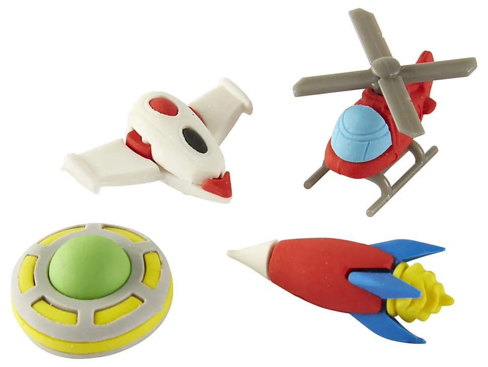 Office Depot® Brand Fun Erasers, Assorted Flying Shapes, Pack Of 4 Erasers