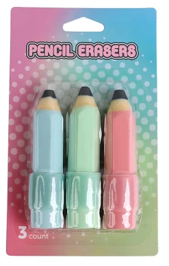 Office DepotĀ® Brand Fun Erasers, Pencils, Green/Pink/Blue