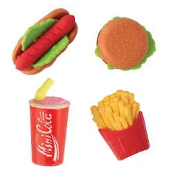 Office Depot® Brand Fun Erasers, Fast Food, Assorted Colors, Pack Of 4