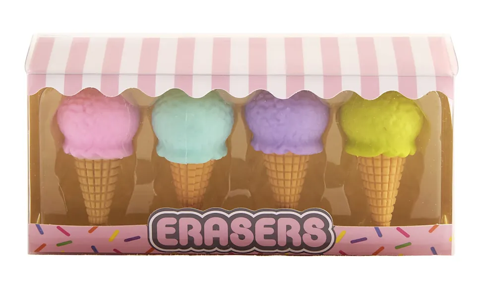 Office Depot® Brand Fun Erasers, Assorted Ice Cream, Pack Of 4 Erasers