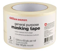Office Depot® Brand General-Purpose Masking Tape, 0.94" x 60 Yd., Pack Of 3 Rolls