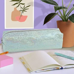 Office Depot® Brand Glitter Pencil Pouch, 2-2/5" x 8-7/10", Mint Glitter