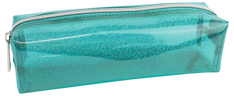 Office Depot® Brand Glitter PU Pencil Pouch, 2-7/16" x 8-3/4", Blue Glitter, Total Quantity 1