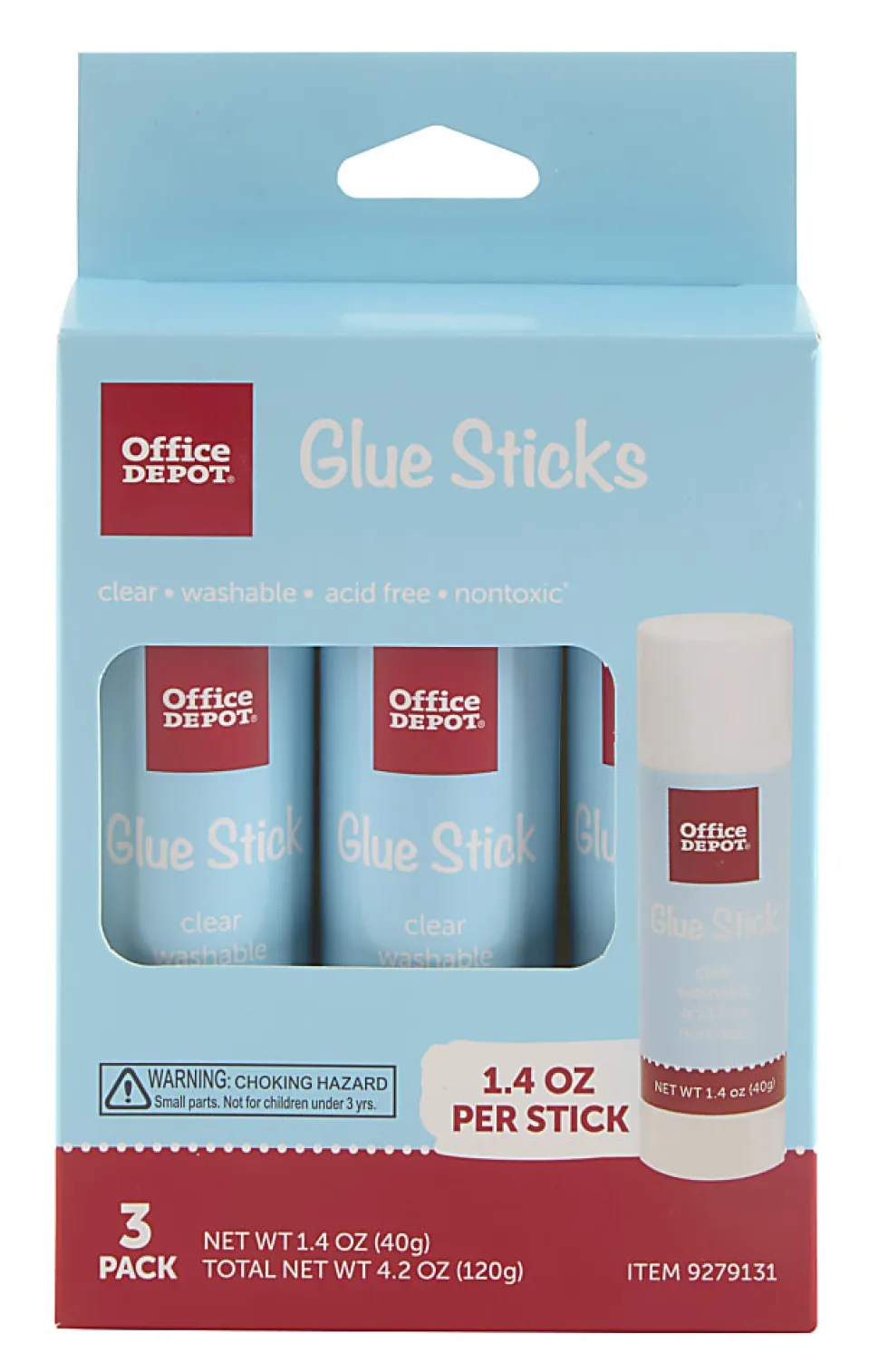 Office Depot® Brand Glue Sticks, 1.4 Oz, Clear, Pack Of 3 Glue Sticks