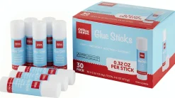 Office Depot® Brand Glue Sticks, 0.32 Oz, Clear, Pack Of 30 Glue Sticks